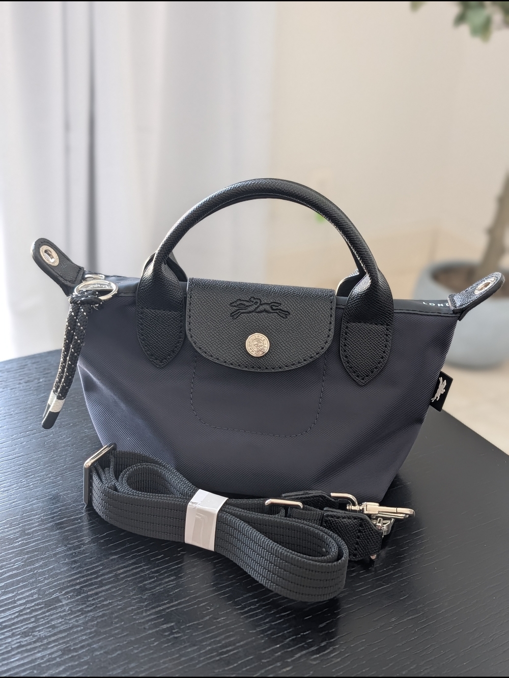 Longchamp Le Pliage Small Top-Handle Tote in NAVY & BLACK New